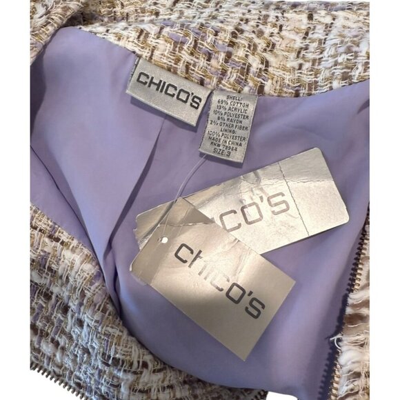 Chico's Women's Golden Tweed Theola Zip Front Jacket Brown Size 3(XL) NWT - Picture 5 of 7